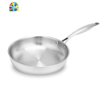 304不锈钢煎锅三层钢平底不粘加厚煎牛排煎锅燃气电磁炉 FENGHOU 26煎锅[带不锈钢盖]