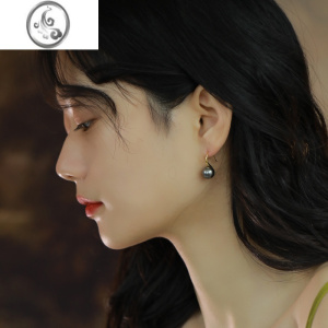 JiMi珍珠耳饰女小众轻奢复古风法式高级感2023新款施家正圆高跟鞋耳钉
