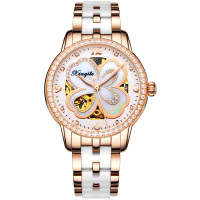 新奇特正品手表女士四叶草镂空自动机械表防水陶瓷钢带皮带钻爱心形时尚简约商务新款女表X-21