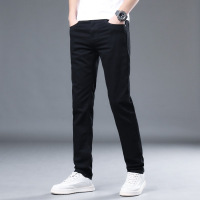 品质小黑裤男弹力百搭男士牛仔裤修身春夏商务休闲纯黑灰色潮