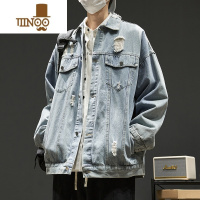 YANXU破洞牛仔外套男新款美式高街ins潮牌工装夹克男生休闲上衣