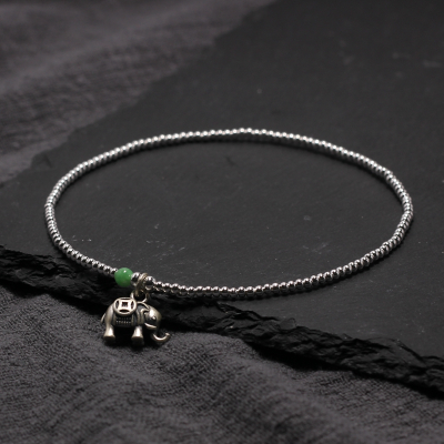 原创设计银饰复古森系个性饰品简约银珠脚饰转运吉祥象脚链送女朋友老婆情人节七夕生日礼物