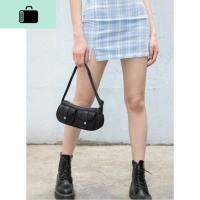 2020新款潮搭扣口袋 黑色女生腋下法棍包帆布尼龙夏款单肩小包包NEW LAKE 黑色女士单肩包