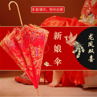 半自动钢骨玻纤伞架 碰击布+绣花 金属手柄 YF-L2023001