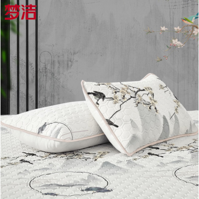 梦洁家纺 乳胶片 绗绣对枕: 喜上梅梢