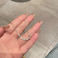 s999足银精致锆石星星项链女轻奢小众设计感锁骨链ins冷淡风配饰