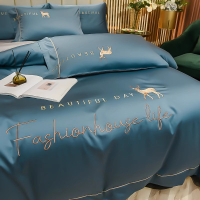 夏季冰丝四件套轻奢高级感水洗真丝被套床单三件套床上用品_154