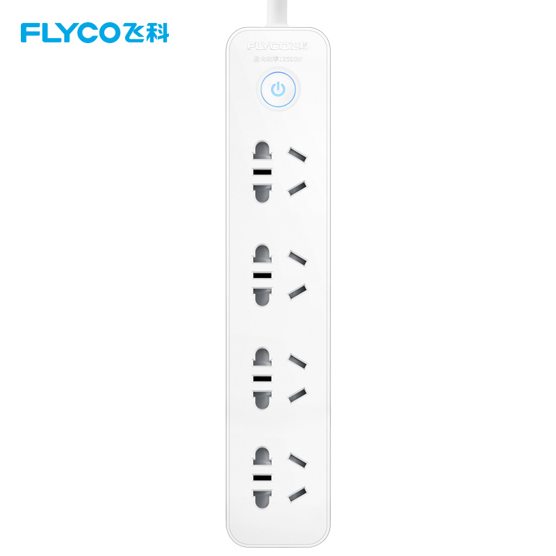 飞科(flyco)延长线插座fs2012 接线板插排家用超功率保护独门安全门3
