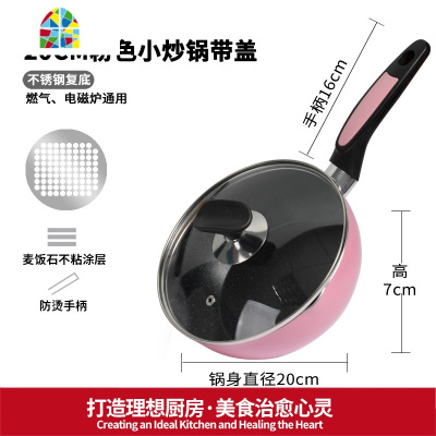 小炒锅不粘锅平底炒菜锅家用适用粉色锅电磁炉专用炒土豆锅 FENGHOU 24cm粉色小炒锅陶瓷外漆(无盖)
