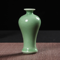 花瓶陶瓷小清新小花器家居装饰品水培容器绿萝茶道摆件时尚花插 三维工匠 深紫色梅瓶哥窑粉青铁线