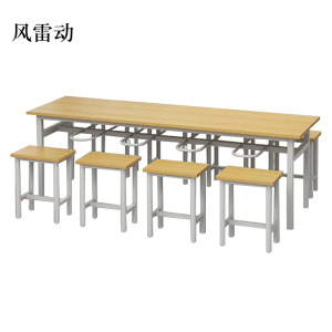 风雷动餐桌8人学校食堂小吃店快餐桌椅饭堂防火板桌2200*600*750[含椅]