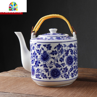 超大容量景德镇陶瓷水壶套装可高温家用防爆凉水壶青花冷水壶大号 FENGHOU 4升花开富贵送壶绳壶刷滤网
