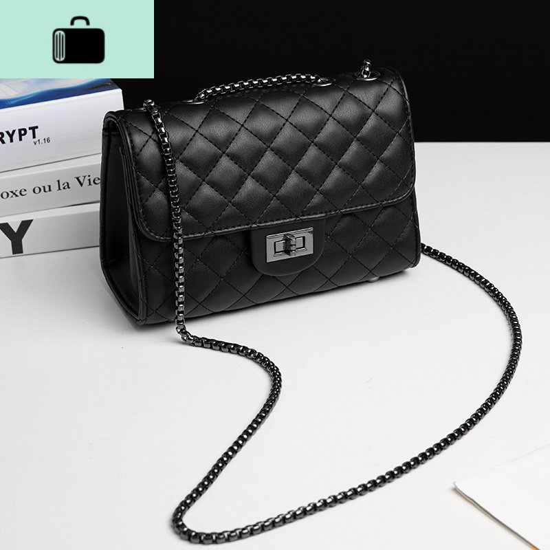 2020新款秋冬韩版ins风时尚休闲百搭单肩斜跨菱格绣线链条女包包NEW LAKE女斜挎包