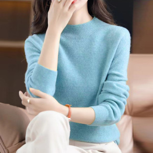 秋冬新款安迪绒女半高领一线成衣针织毛衣宽松显瘦打底衫