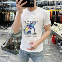 欧洲站夏季新款高端男士短袖T恤潮牌时尚印花修身圆领半袖男