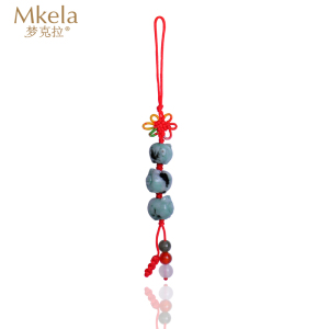 梦克拉Mkela 翡翠包包链手机链挂件挂饰 涵义 手机链钥匙坠 玉石圆珠扣包链 摆件 翡翠 家居装饰 翡翠挂件