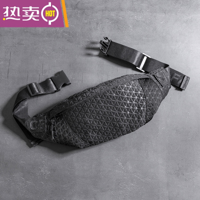 NEWLAKE韩版斜挎包男ins潮小包菱格运动腰包休闲潮流死飞包嘻哈户外胸包