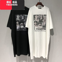 YIBUSHENG特大码300斤慵懒风短袖宽松遮肉胖MM休闲过膝中长款T恤连衣裙女