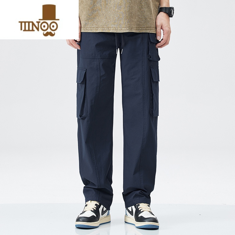 YANXU日系复古休闲裤男女潮牌高街痞帅宽松直筒多口袋机能工装裤
