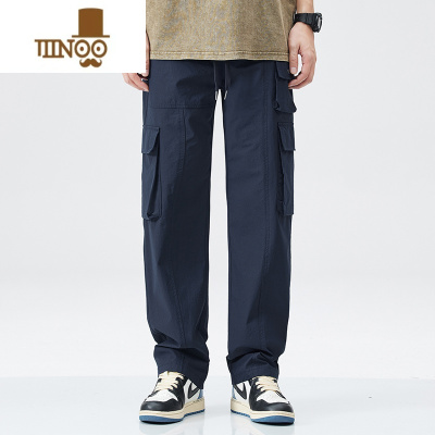 YANXU日系复古休闲裤男女潮牌高街痞帅宽松直筒多口袋机能工装裤