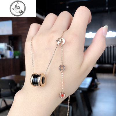 玫瑰金罗马数字字母钛钢项链女锁骨链潮网红简约气质轻奢吊坠饰品 JiMi