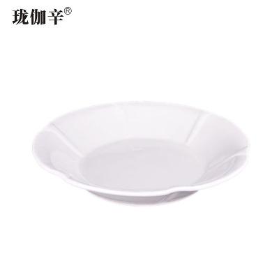 珑伽辛 白色陶瓷玉兰碗浅碗 10英寸/个