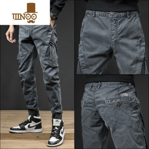 YANXU束脚工装裤男士潮牌ins超火修身小脚秋夏季款弹力休闲长裤子
