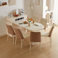 全友家居岛台餐桌一体式可伸缩储物钢化玻璃可充电餐桌软包餐椅家具