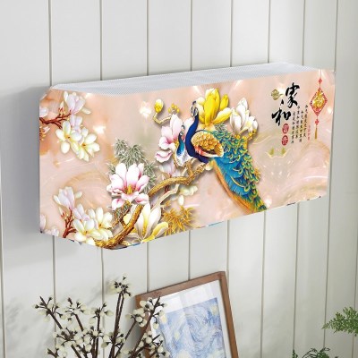 幸福派 挂机空调罩格力美的挂机空调防尘罩开机不取卧室1.5P匹挂式空调罩套盖布 4038富贵玉孔雀 92*20*35cm