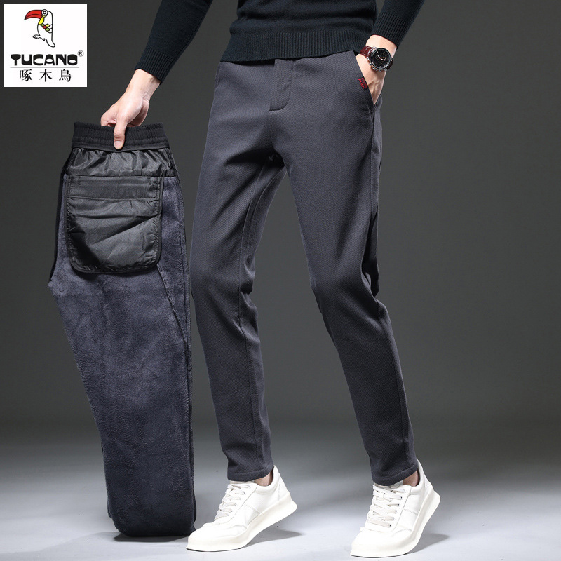 啄木鸟2025秋冬新款高端休闲长裤男士修身直筒轻商务男款休闲长裤