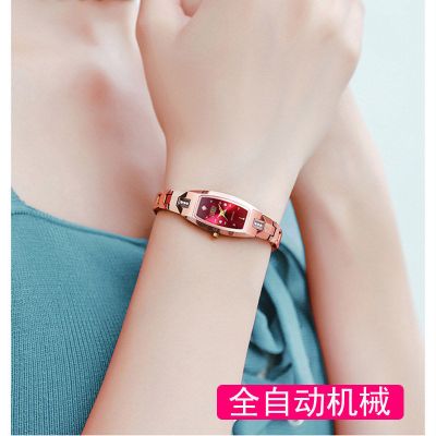 铭侣机械表男自动机械表女士手表防水夜光时尚钨钢手链表女款简约表