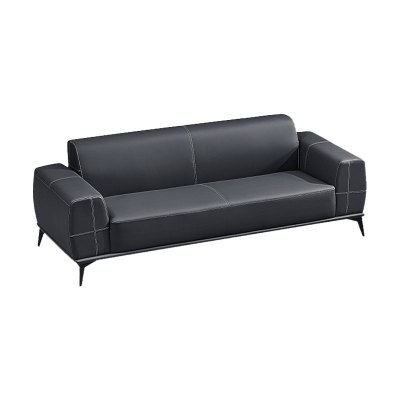 翌嘉 YJ-20124办公沙发洽谈接待商务沙发黑色三人位西皮