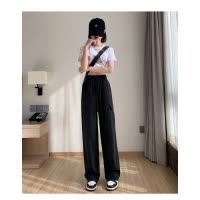 美式工装裤女夏季薄款高腰直筒裤原宿风宽松显瘦休闲阔腿裤新款潮