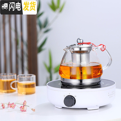 三维工匠煮茶壶玻璃可高温加厚电陶炉煮茶全自动家用泡茶黑茶器多功能套装 800壶配电陶炉800W(雅白)茶具