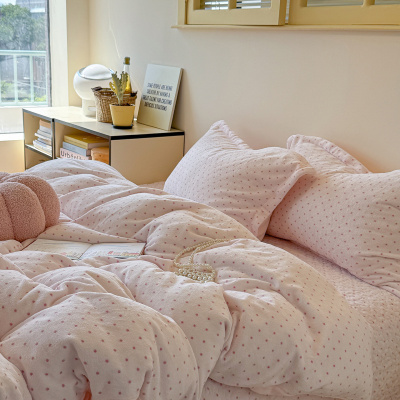 小清新高克重冬季牛奶绒床盖款四件套加厚保暖双面珊瑚绒被套床品