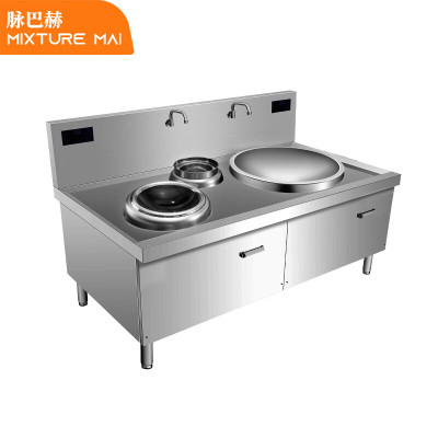 脉巴赫商用电磁炉 大功率左400(15kw)右800(20kw)厨房设备MBH-YCDC-D800D400 不锈钢色