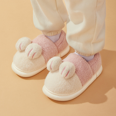 远港包跟可爱猫爪棉拖鞋女秋冬季家居家用情侣保暖室内男月子棉鞋
