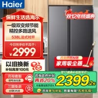 海尔(Haier)538升对开门嵌入冰箱 一级双变频节能 精控多路送风 智+魔方视窗 BCD-538WGHSSEDB9