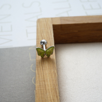 韩国进口耳环清新绿大小蝴蝶百搭气质耳骨钉耳蜗钉女送女朋友老婆情人节七夕生日礼物