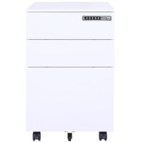 锦北 活动柜矮柜储物柜文件柜资料柜挂劳柜带锁带轮小柜 珍珠白密码锁