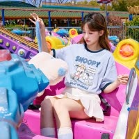 [2.5折价46元]史努比联名款 唐狮短袖T恤女新款夏季女撞色小个子上衣sz