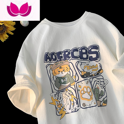 七斓日系复古短袖t恤女夏季独特别致美式卡通半袖设计感小众上衣