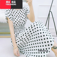 YIBUSHENG民族风棉绸碎花连衣裙海边度假人棉仙女裙大码印花绵绸短袖长裙