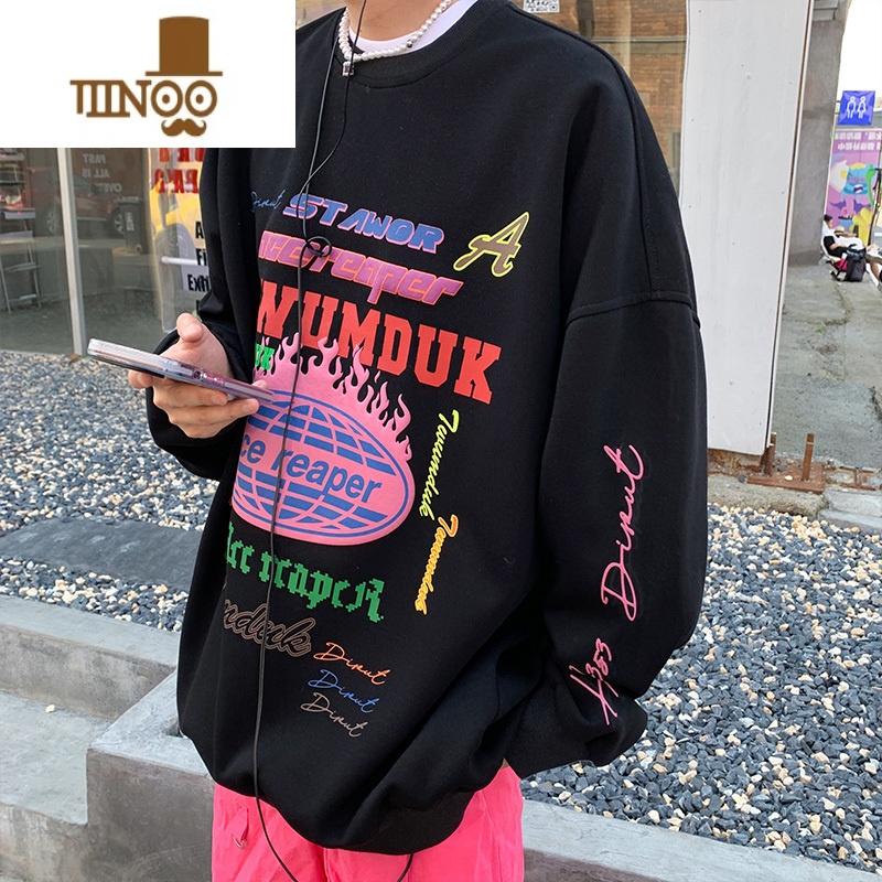 YANXU美式高街卫衣男士oversize青少年宽松休闲外套