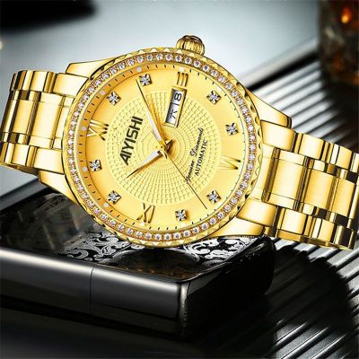 铭侣机械表男自动机芯男士手表夜光防水凹凸面情侣石英非机械表钢带