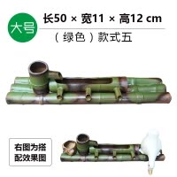 景德镇陶瓷流水竹排板DIY百搭鱼缸加湿器造景搭配摆件大中号 三维工匠 浅棕色款六大号长50cm