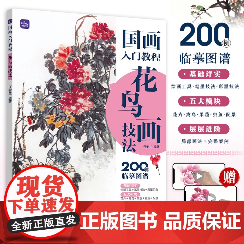 国画入门教程 花鸟画技法 国画技法入门教程书花鸟鱼虫国画写意画教程水墨画基础入门新手学国画临摹中国画图册范本