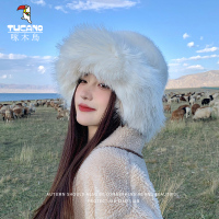 帽子女冬季2023新款显脸小加绒加厚保暖护耳帽大头围毛茸茸渔夫帽