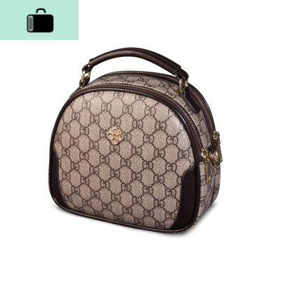 女包2020新款春夏时尚印花简约百搭小圆包女斜挎ins风单肩复古包NEW LAKE 灰色女斜挎包