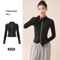 瑜伽服蜜桃线感反光外套修身立领外穿健身外套女
